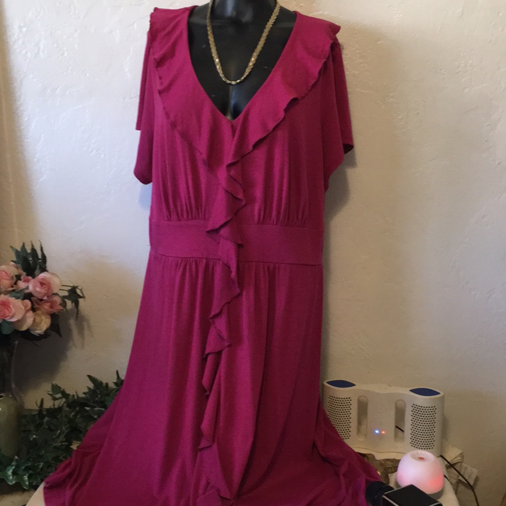 Lane Bryant Fuchsia Ruffles Dress